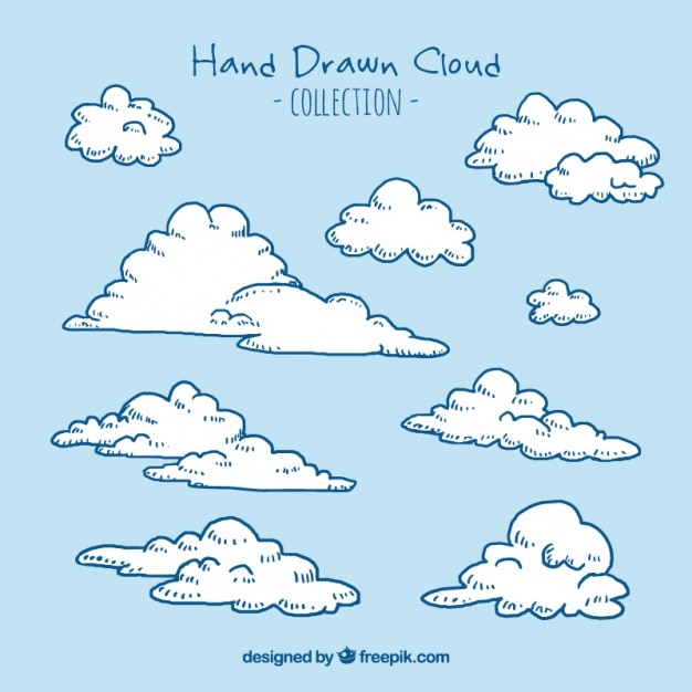 Free Vector  kinds of hand drawn clouds