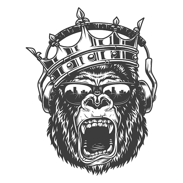 Free Vector king gorila face