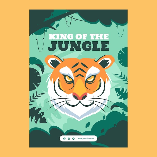 King of the jungle hand drawn flat poster