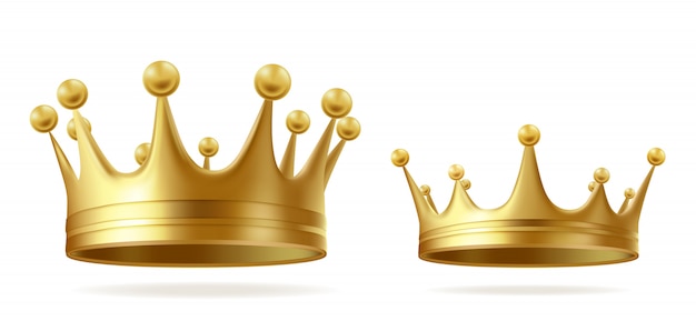 Free Vector king or queen golden crowns 