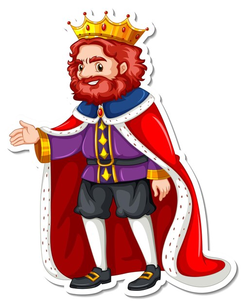 A king with red robe cartoon character sticker