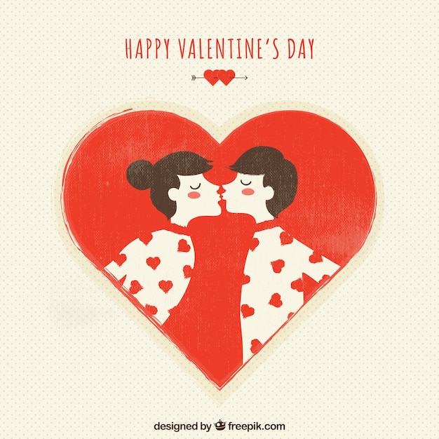 Free Vector kissing couple greeting card