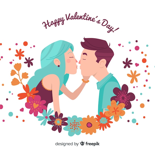 Free Vector kissing couple valentine's day background