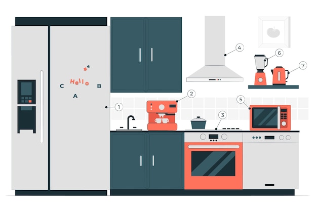 Kitchen appliances concept illustration