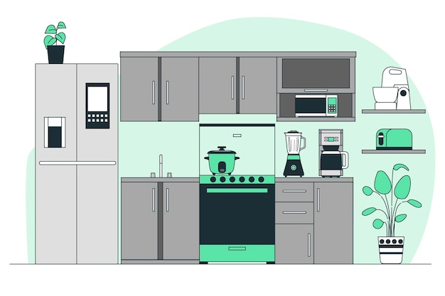 Free Vector kitchen appliances concept illustration