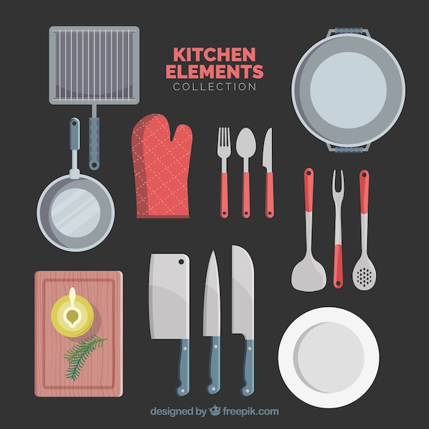 Free Vector kitchen elements in flat desing