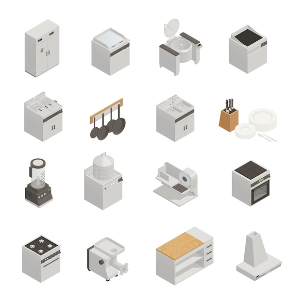 Kitchen Equipment Isometric Set