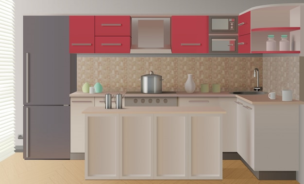 Free Vector kitchen interior composition