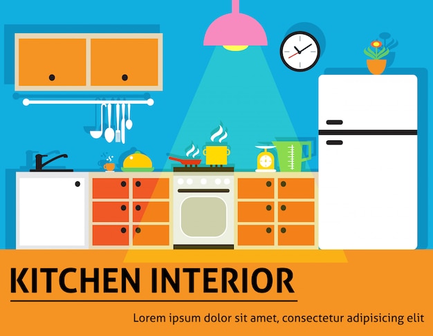 Free Vector kitchen interior illustration