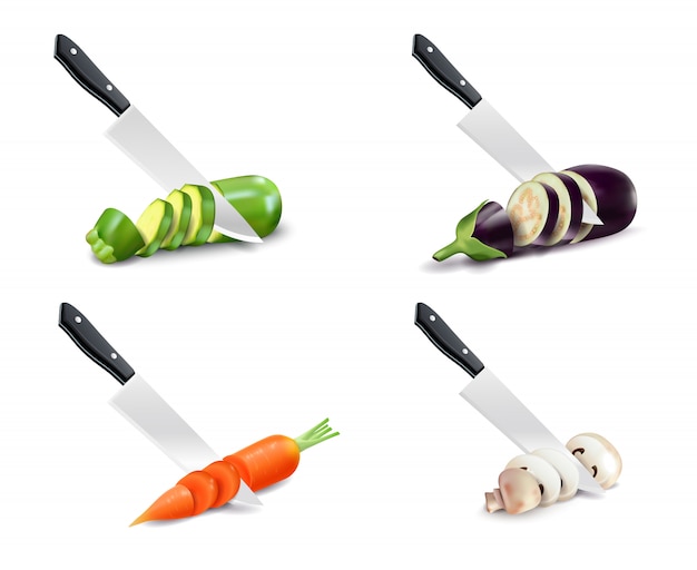 Kitchen Knife And Vegetable 3D Set