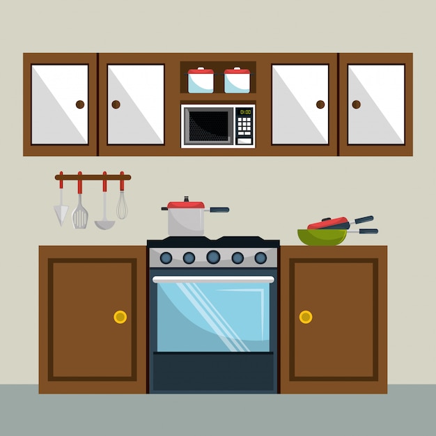 Free Vector kitchen modern scene elements