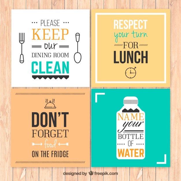 Free vector kitchen rules posters