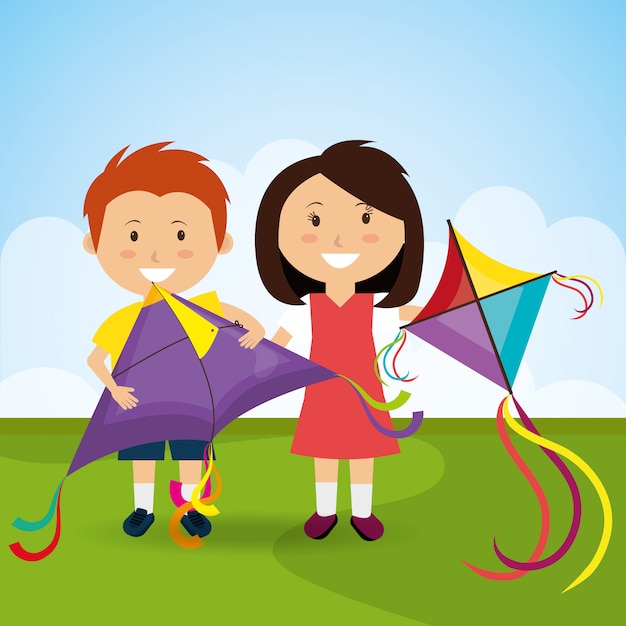 Free vector kite flying in cloudscapes