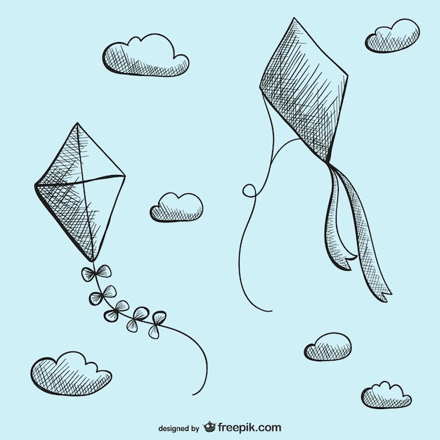 Kites drawing vector