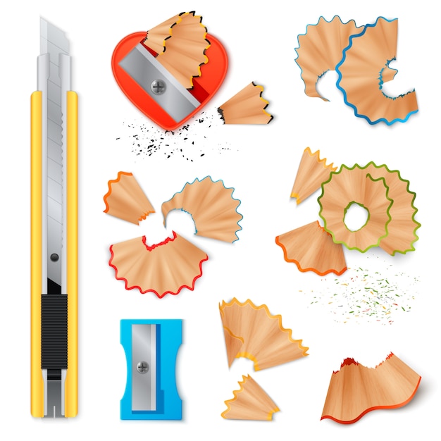 Free Vector knife for pencils sharpening and shavings