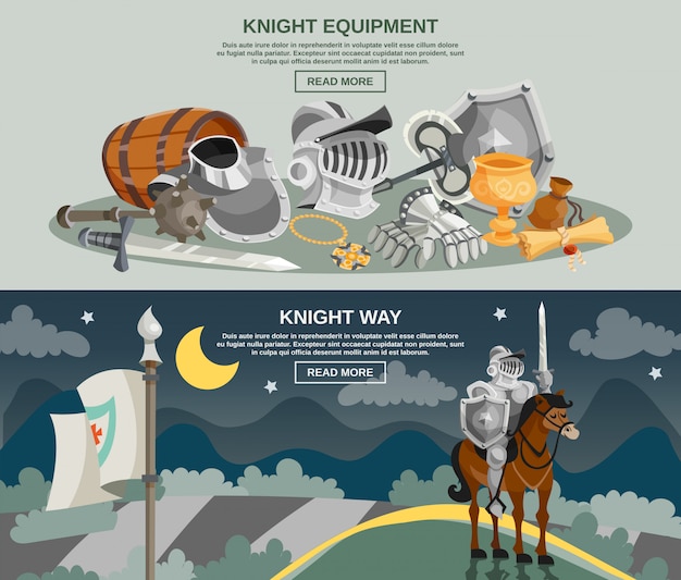 Free Vector knight banner set