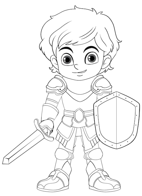 Free Vector knight doodle cartoon for colouring