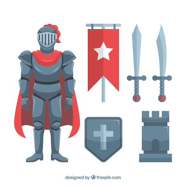 Knight elements with flat design