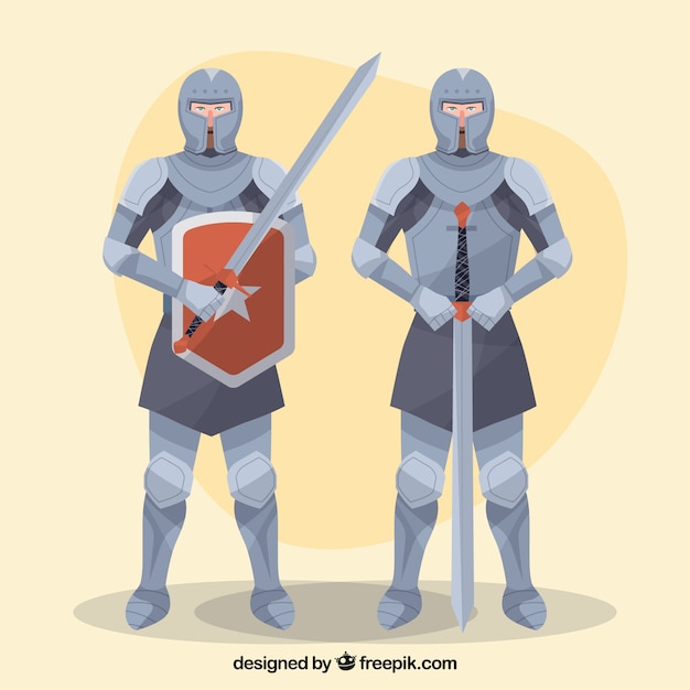 Knights in armor with swords