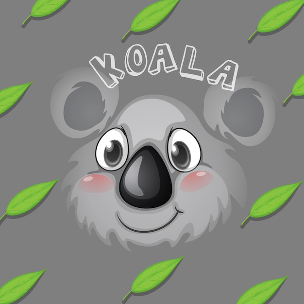 Free Vector koala face and gum leaves