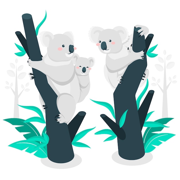 Free Vector koalas in trees concept illustration