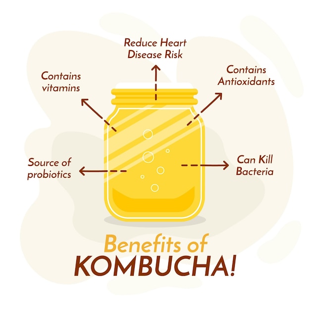 Kombucha tea benefits concept