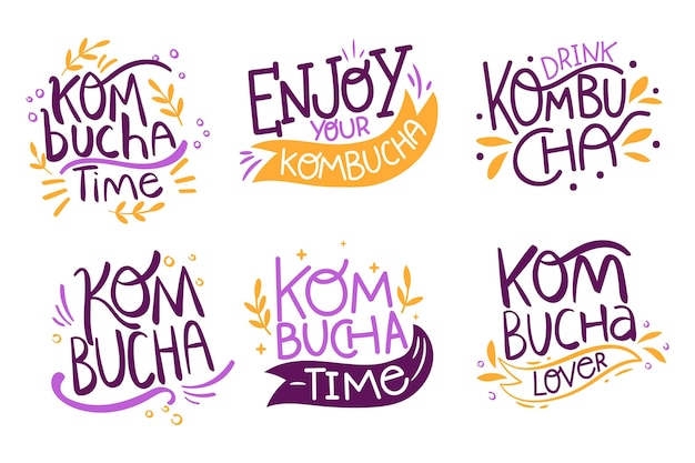 Free vector kombucha tea - lettering collection