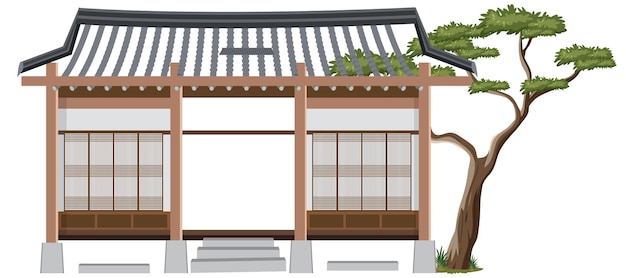 Korean ancient house on white background