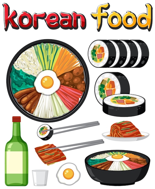 Free Vector korean traditional food vector