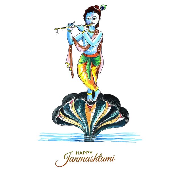 Krishna Janmashtami digital art illustration card design