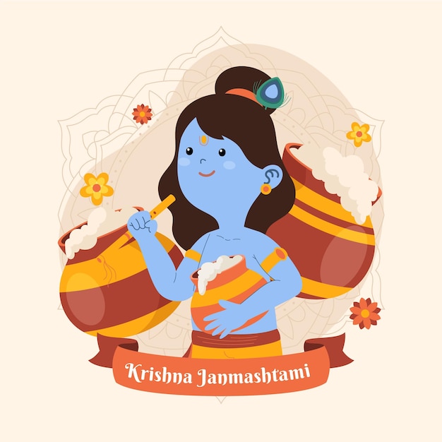 Free Vector krishna janmashtami illustration