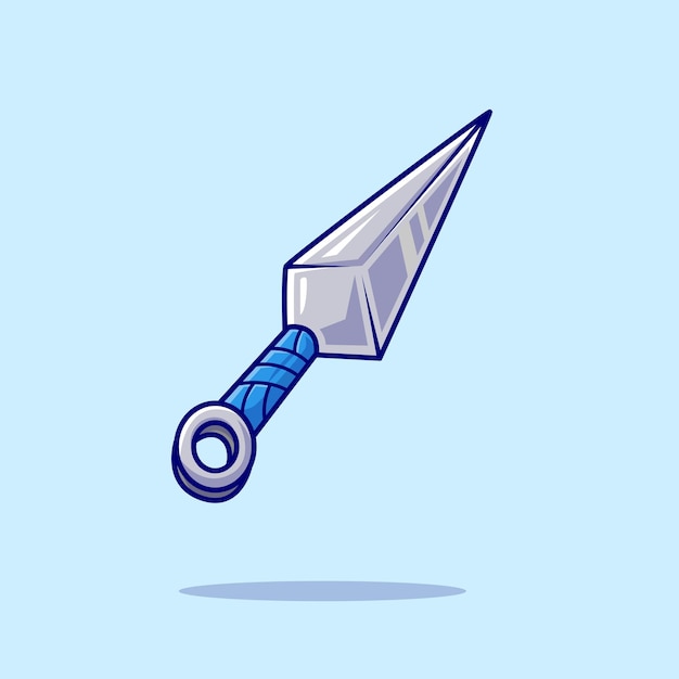 Kunai Sword Cartoon Vector Icon Illustration. Ninja Object Icon Concept Isolated Premium Vector Flat