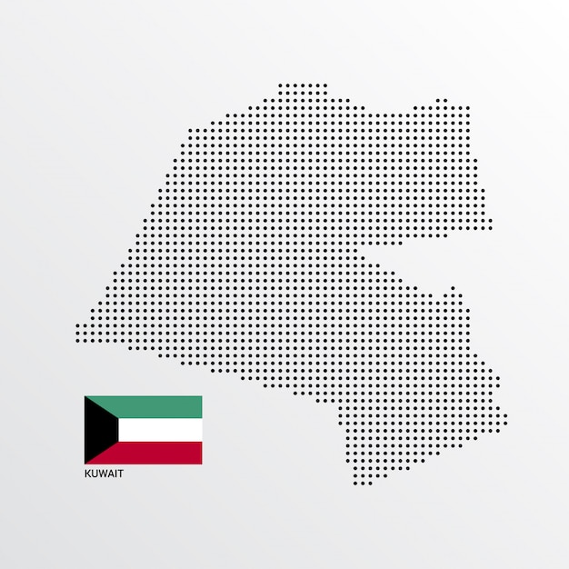 Free Vector kuwait map design with flag and light background vector 