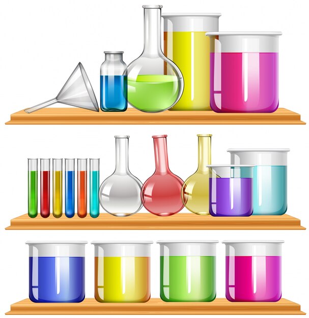 Lab equipment filled with chemical illustration