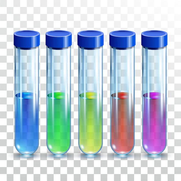 Lab Test Tubes With Chemical Liquid Set Vector