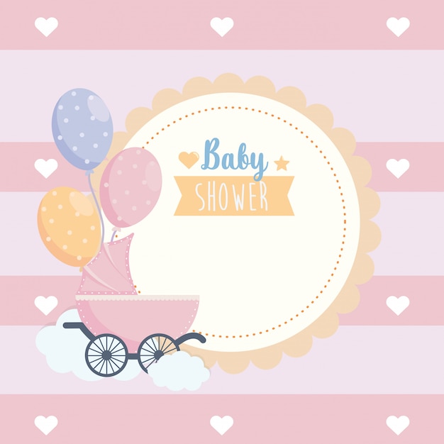 Label of baby shower poster celebration