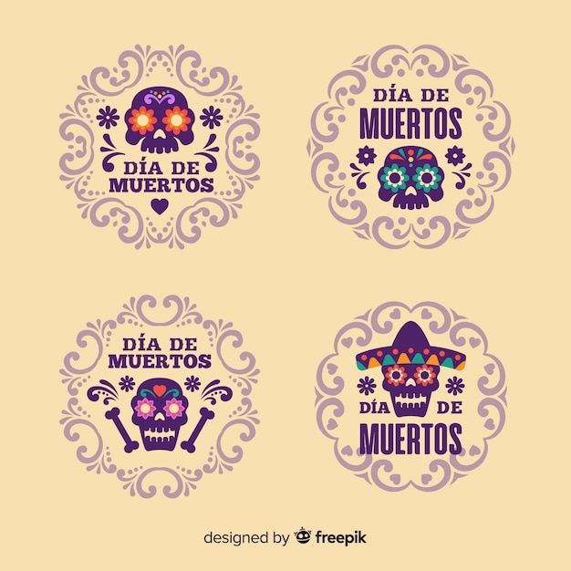 Free vector label collection for day of the dead event