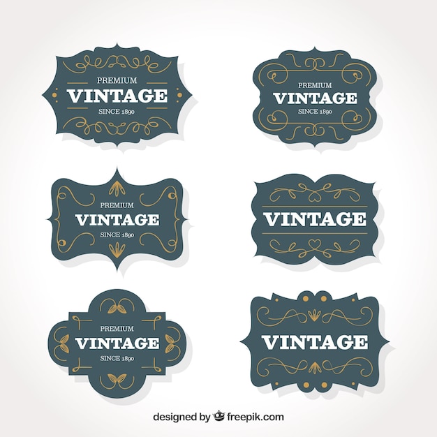 Free Vector label collection with vintage style