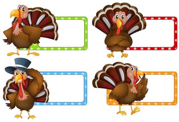 Free Vector label design with wild turkey illustration