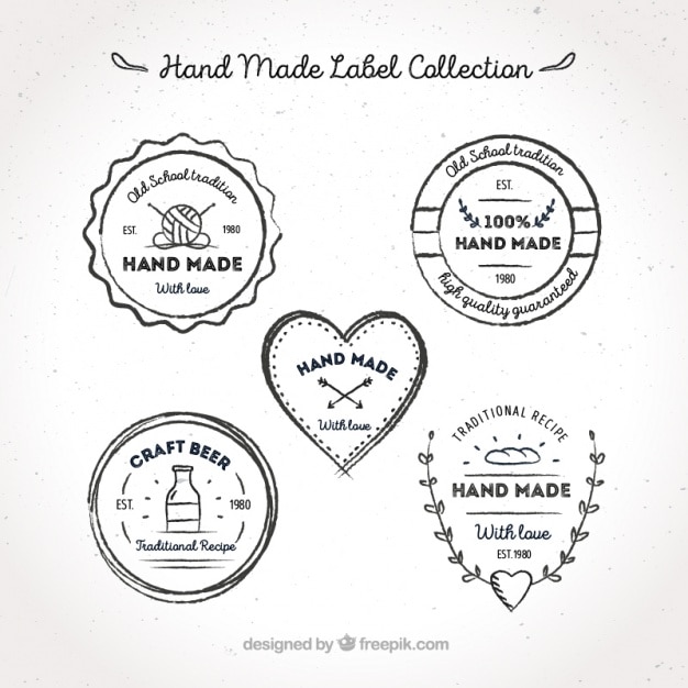 Free Vector labels about crafts, hand drawn