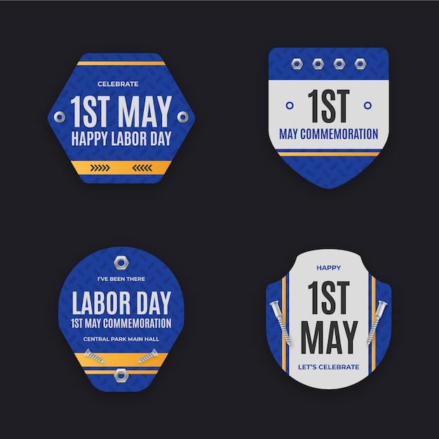 Labels collection for 1st may labor day celebration