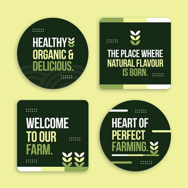 Labels collection for agriculture and farming organic food