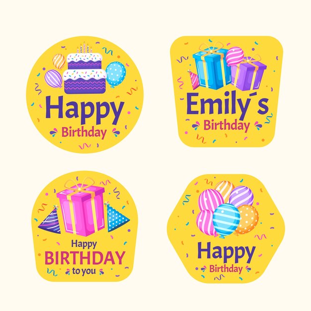 Labels collection for birthday party celebration