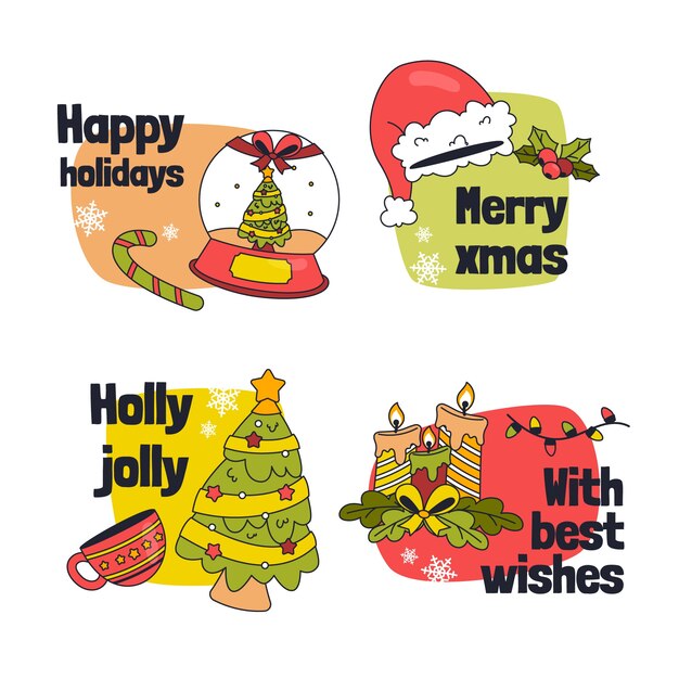 Free vector labels collection for christmas season celebration