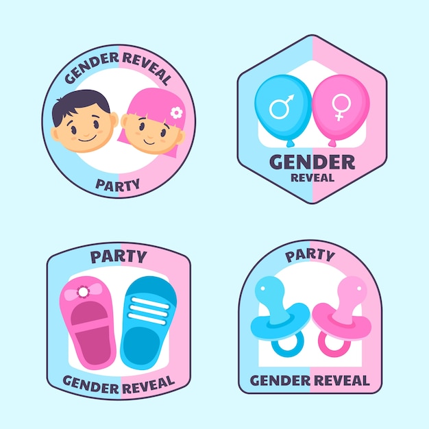 Labels collection for gender reveal party