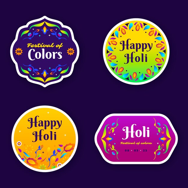 Labels collection for holi festival celebration