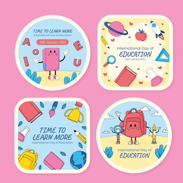 Free Vector labels collection for international day of education