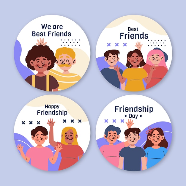 Free Vector labels collection for international friendship day celebration