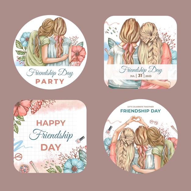 Free Vector labels collection for international friendship day celebration