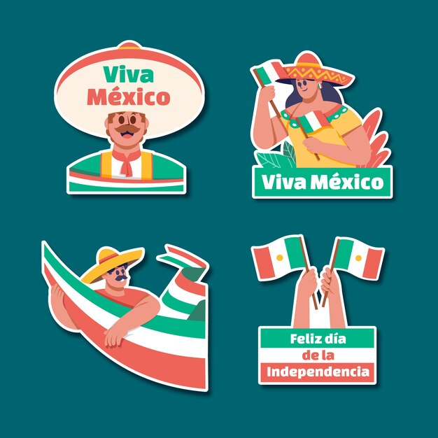 Labels collection for mexican independence day celebration